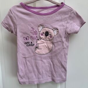 Carter's 3T Girls Purple Cute & Cuddly Short Sleeve Pajama Top with Koala